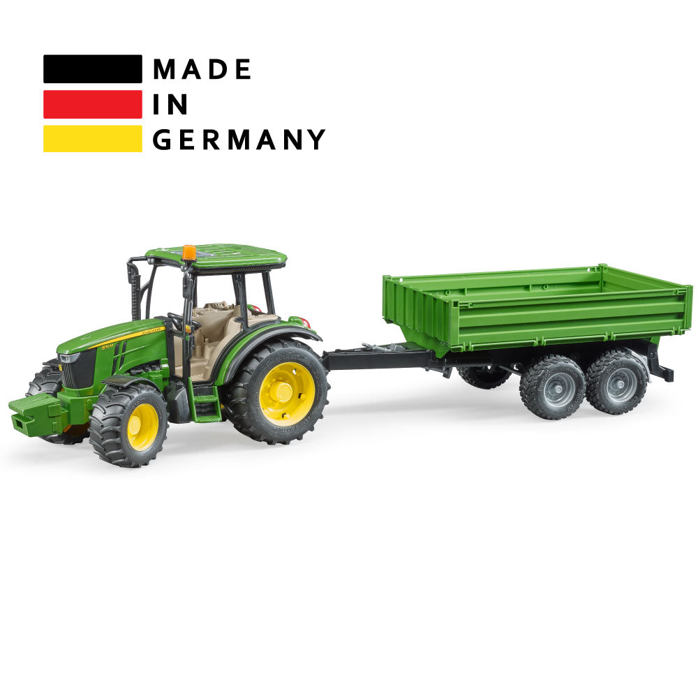 Bruder 2108 Farm Tractor Toy with John Deere 5115M Trailer