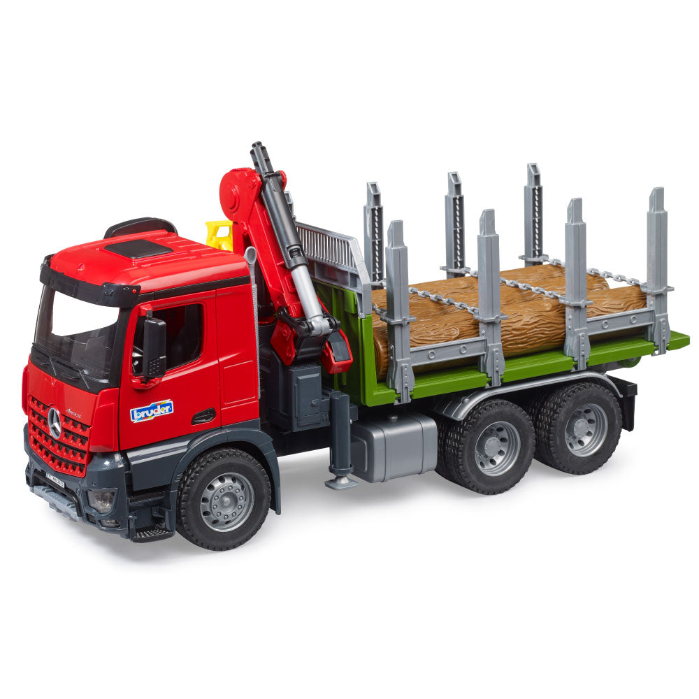 Bruder 3669 Wooden Toy Cargo Truck with Crane and 3 Logs
