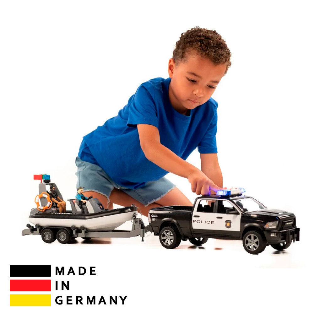 Bruder 2507 RAM Police Truck Toy with Boat and Figures