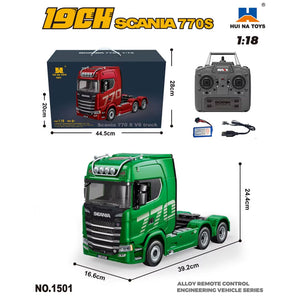 Huina 1501 Camión Scania 770S RC Verde Escala 1/18
