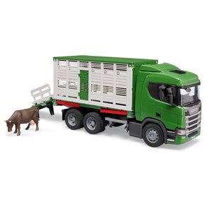 Bruder 3548 Scania Livestock Truck Toy with Bull
