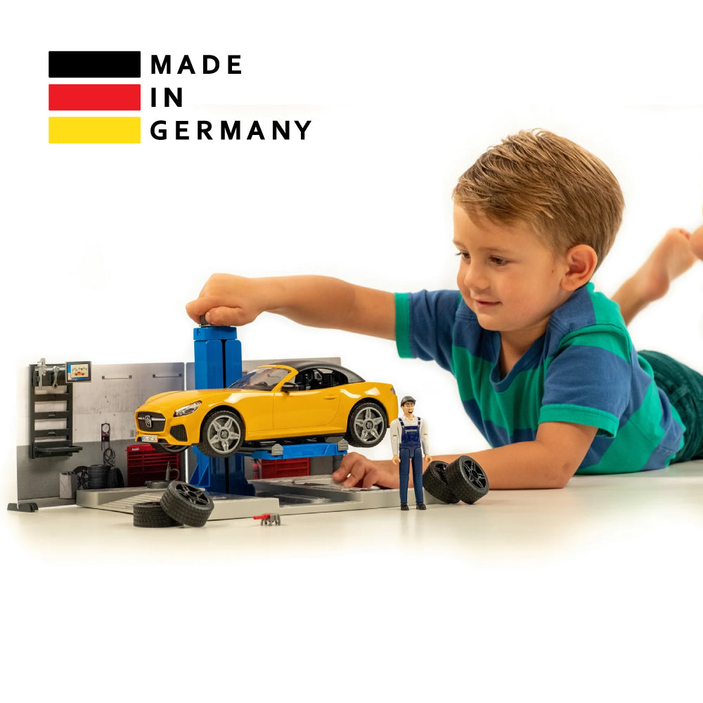 Bruder 62110 Mechanic Workshop with Car, Doll and Accessories