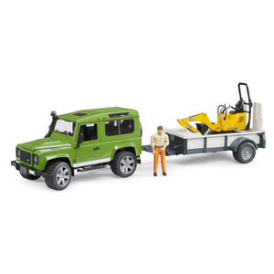 Bruder 2593 Land Rover Toy Truck with Trailer and Machinery