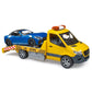 Bruder 2675 Juguete Furgoneta Grúa Plataforma con Auto Racing Azul