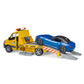 Bruder 2675 Juguete Furgoneta Grúa Plataforma con Auto Racing Azul