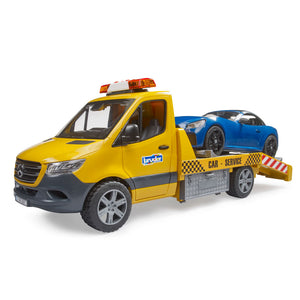 Bruder 2675 Juguete Furgoneta Grúa Plataforma con Auto Racing Azul