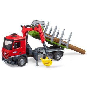 Bruder 3669 Wooden Toy Cargo Truck with Crane and 3 Logs