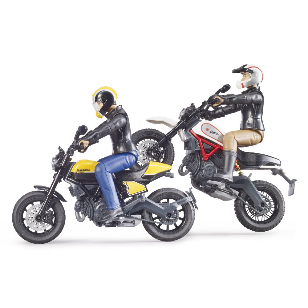 Moto Ducati Scrambler Bruder - Figurine Pilote Équipée - Échelle 1:16 - Jouet Extérieur/Intérieur