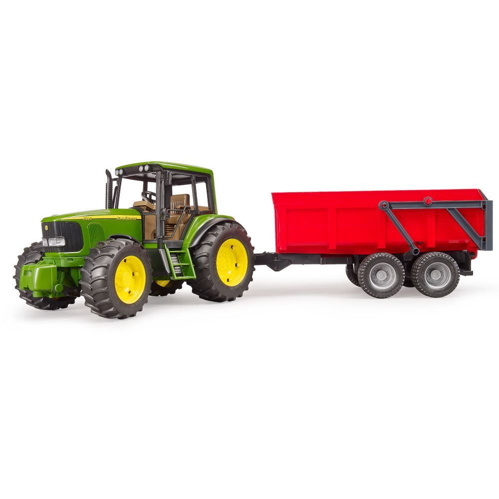 Bruder 2057 Toy Farm Tractor with John Deere Trailer