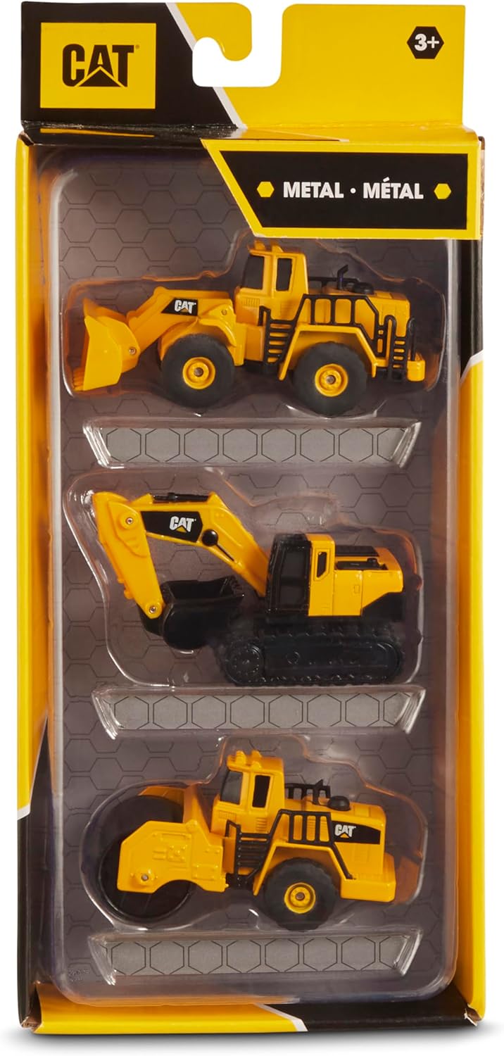 Cat Pack x3 Máquinas de Metal de 10 cm Excavadora Funrise 82274