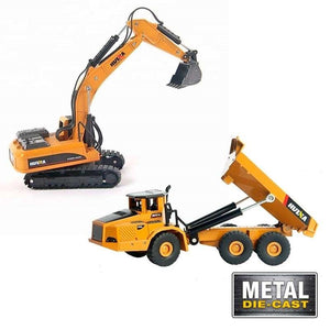 Huina 1611 Excavator with Metal Articulated Truck Scale 1:50