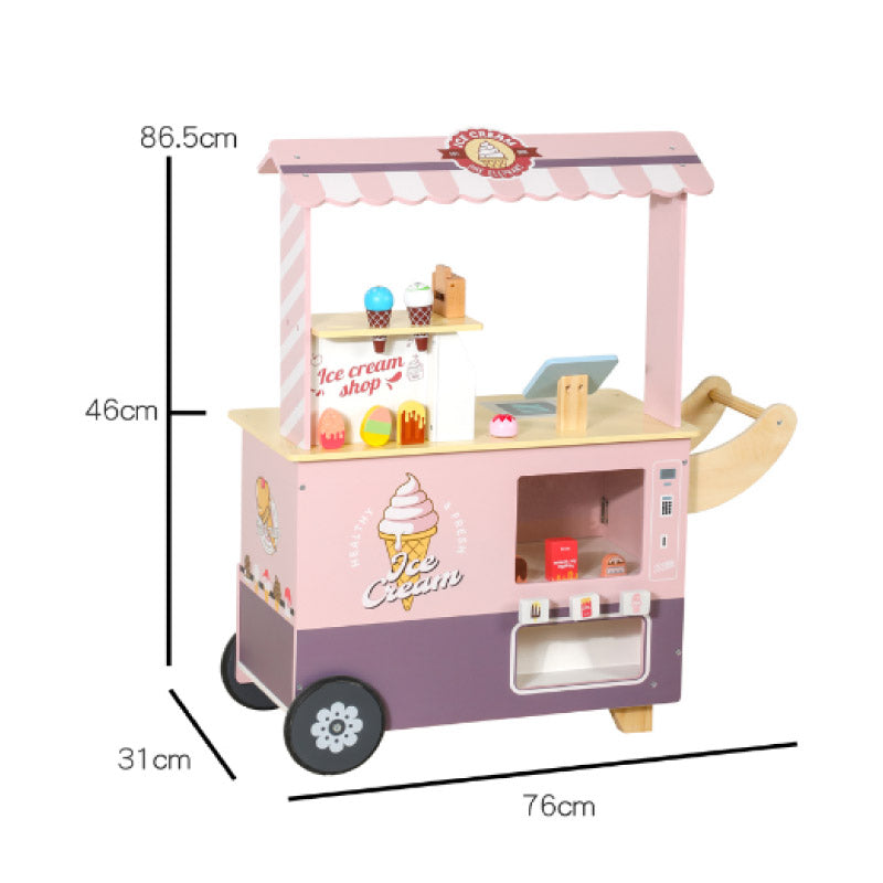 Juguete de Madera de Carro de Helados Rosado