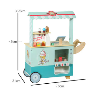 Juguete de Madera de Carro de Helados Verde