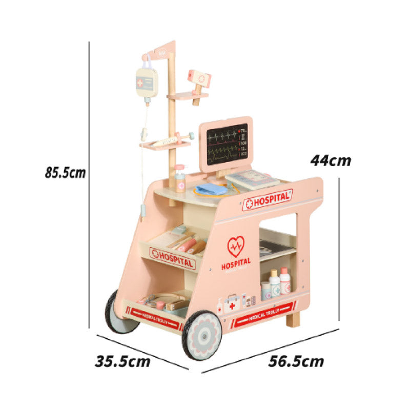 Juguete de Madera de Carro de Hospital Medicina Rosado