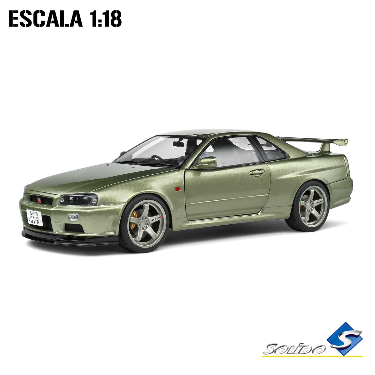 Sólido S1804308 Nissan GT-R (R34) Verde Metálico Escala 1:18