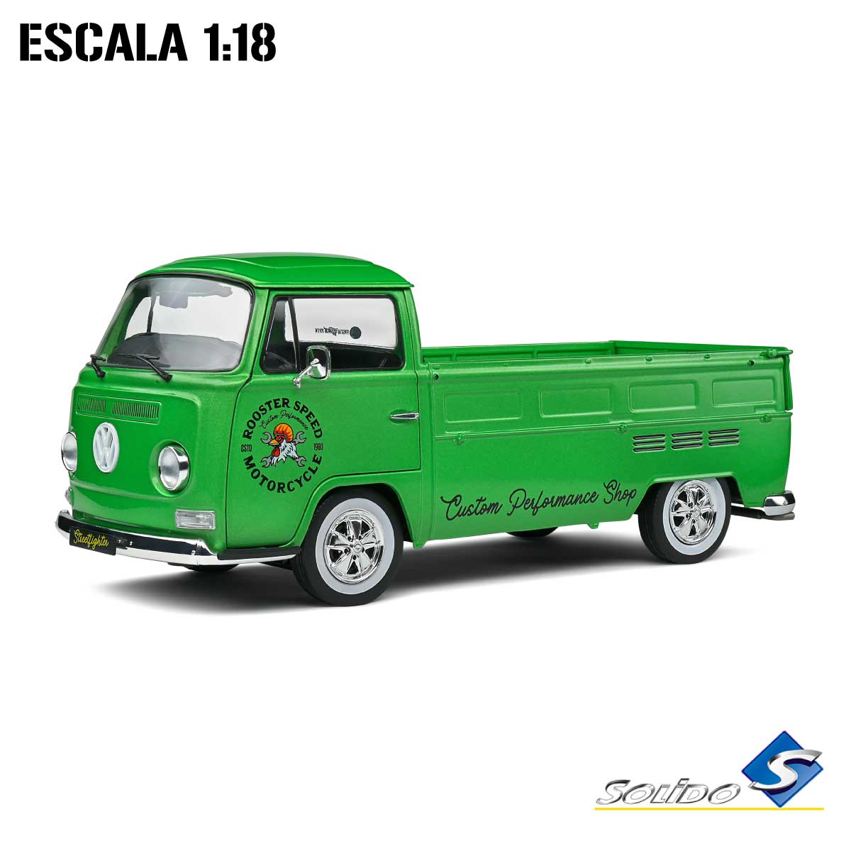 Sólido S1809401 Volkswagen T2 Pick-Up Verde Custom 1968 Escala 1:18