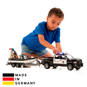Bruder 2507 RAM Police Truck Toy with Boat and Figures