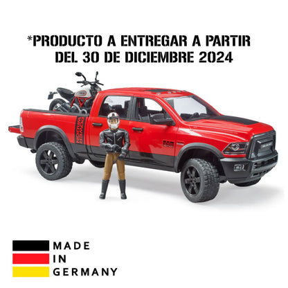 Bruder 2502 Juguete Camioneta Dodge con Moto