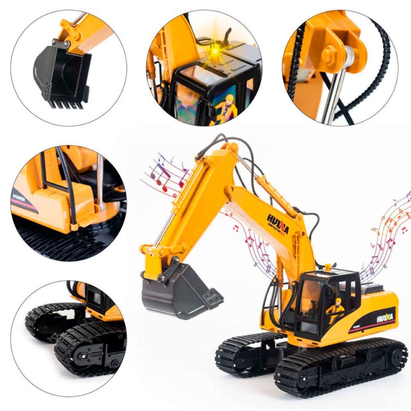 Huina 1535 Remote Control Excavator Toy with Accessories