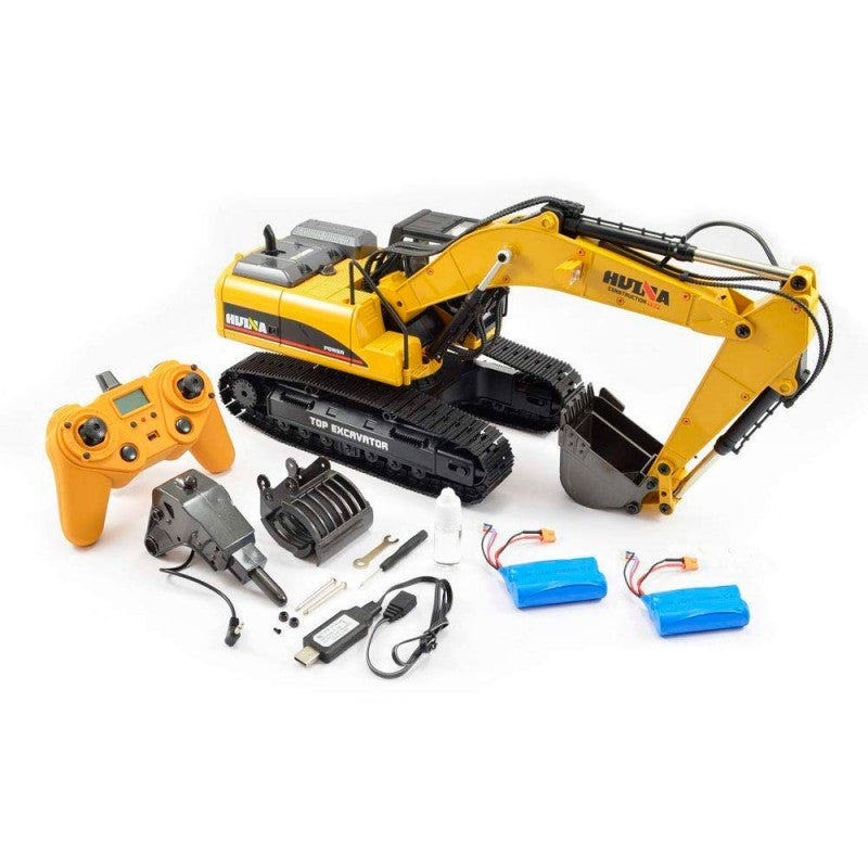 Huina 1580 All-Metal Hydraulic Excavator with Attachments