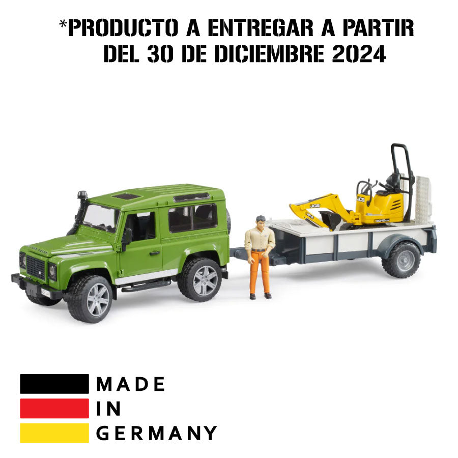 Bruder 2593 Juguete Camioneta Land Rover con Remolque y Maquinaria