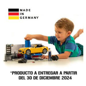 Bruder 62110 taller Mecánico con Auto, Muñeco y Accesorios