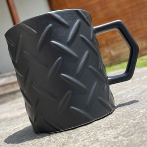 Matte Black Diamond Metal Textured Mug